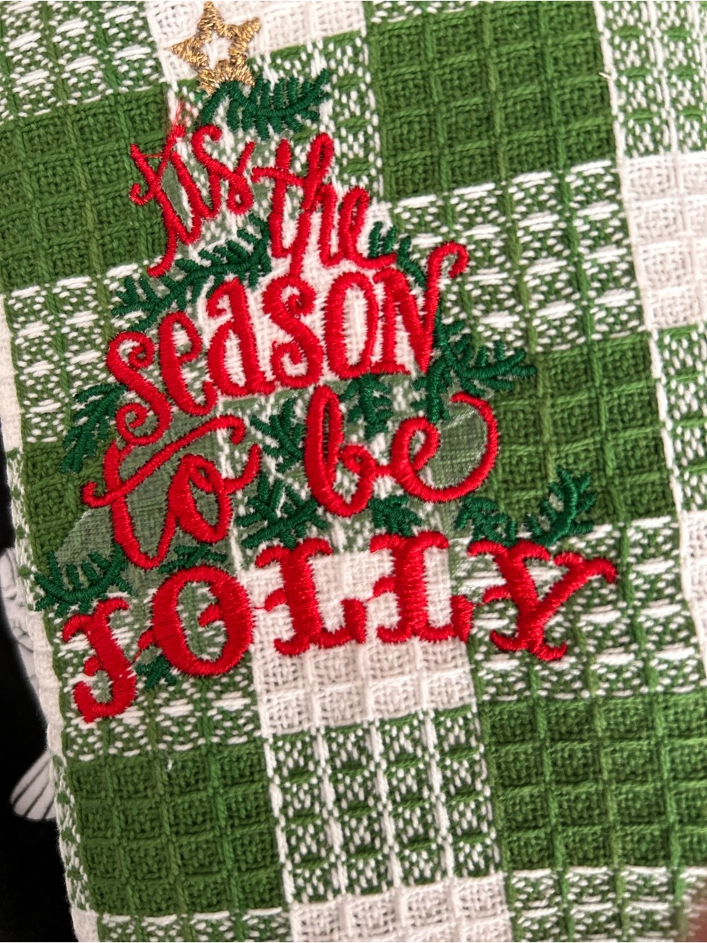 Green & Red 'Tis The Season' Holiday Kitchen Towel
